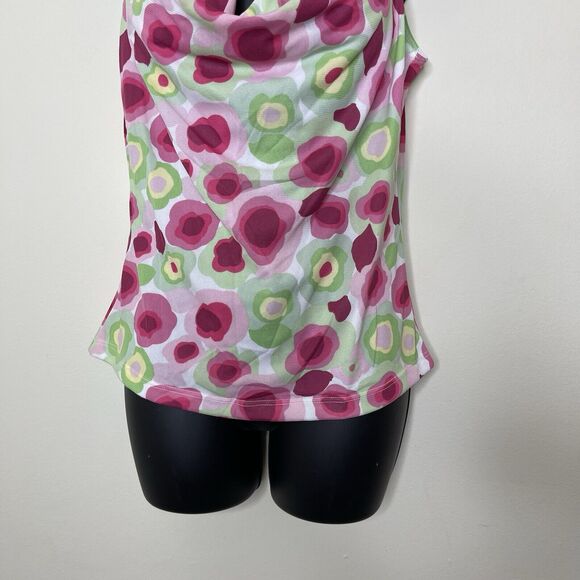 Vtg STUDIO Y Women's Sheer Floral‎ Retro Mod Tank Blouse Y2K Babydoll Funky Sz L - Picture 3 of 6